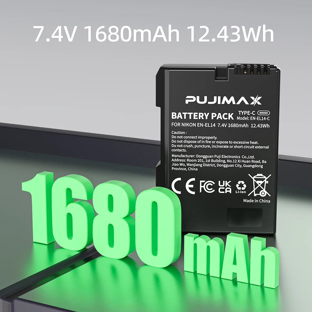 PUJIMAX 1680mAh EN-EL14 EL14 CAMERA BATTERY For Nikon P7000 P7100 P7800 P7700 D3100 D3200 D3300 D3400 D3500 D5600 D5100 D5300