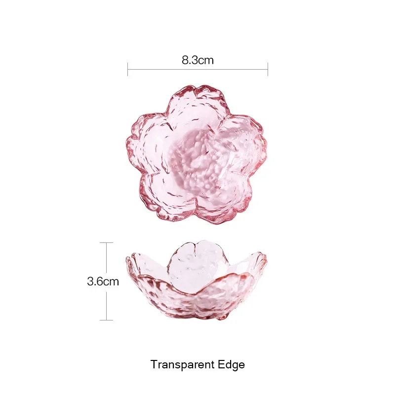 3pcs Cherry Blossom Sauce Dishes Small Glass Dish Sauce Bowl Nodic Gold Inlay Ice Cream Small Dinner Plates Kitchen Supplies