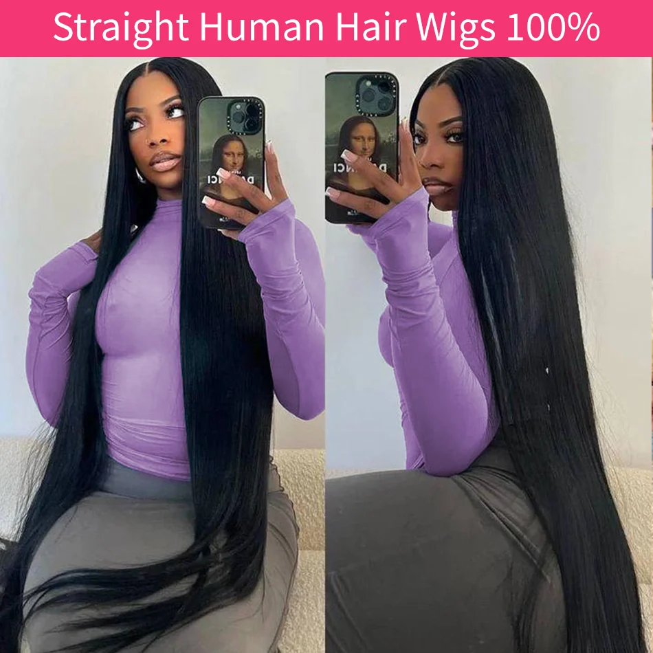 

Straight Human Hair Wigs 100% Human Hair Quality Brazilian Wigs 13X6 Hd Lace Frontal Wigs 230 Density For Black Women 30 40 Inch