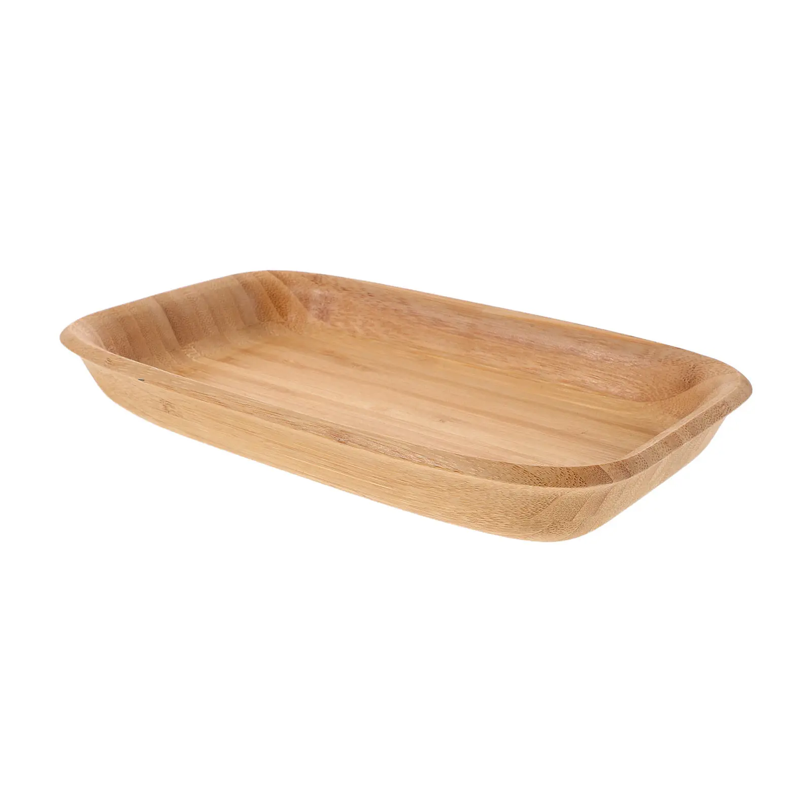 Small Bamboo Serving Tray Rectangular with Raised Edges Grain Texture for Charcuterie Fruit Platter Dessert Food