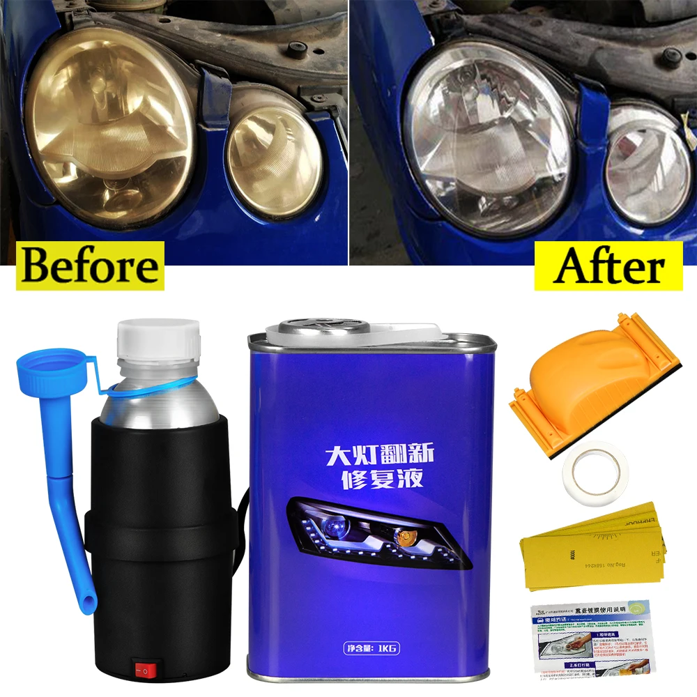 

1L Car Headlight Polish Restoration Kit Headlight Polishing Cleaning Kit Anti-Scratch Hydrophobic Car Headlight Repair Polish