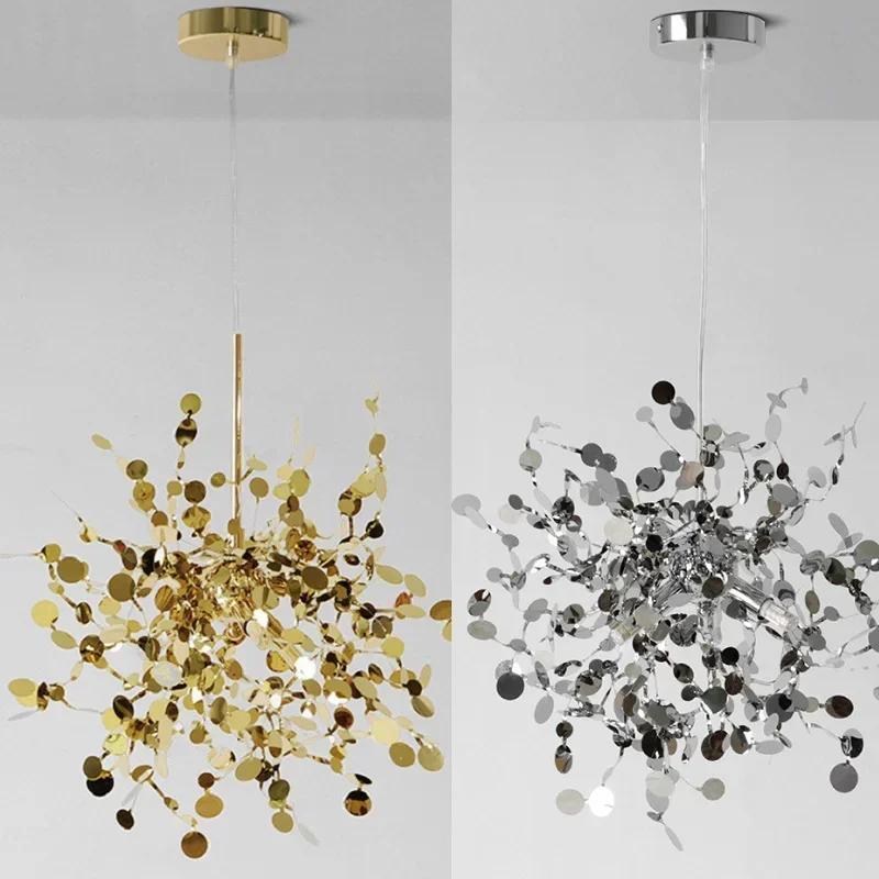 Modern Ceiling LED Chandelier Stainless Steel Lamp Home Living Room Bedroom Kitchen Hotel Chandelier Attic Indoor Lighting