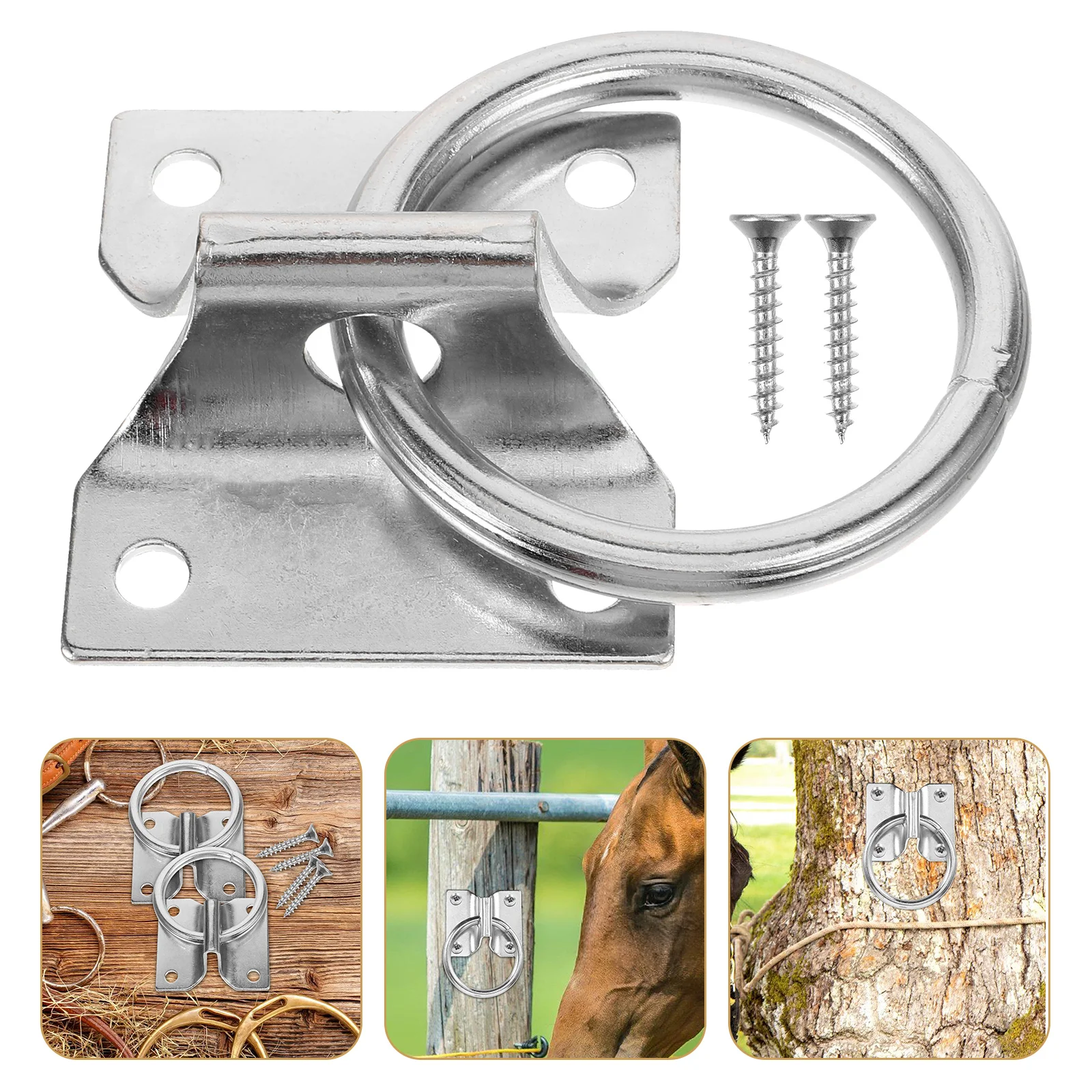 4 Pcs Supplies Horse Fixed Ring Heavy Duty Hooks Belt Buckle Iron Practical Tie