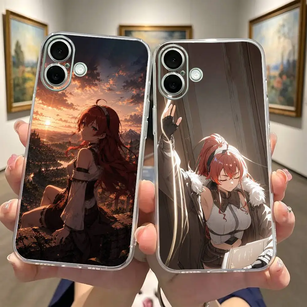 Funda Transparente Antigolpes para iPhone 17 16 15 14 13 12 11 Mini Pro Max Plus con Diseño de Anime Isekai Mushoku Tensei Eris