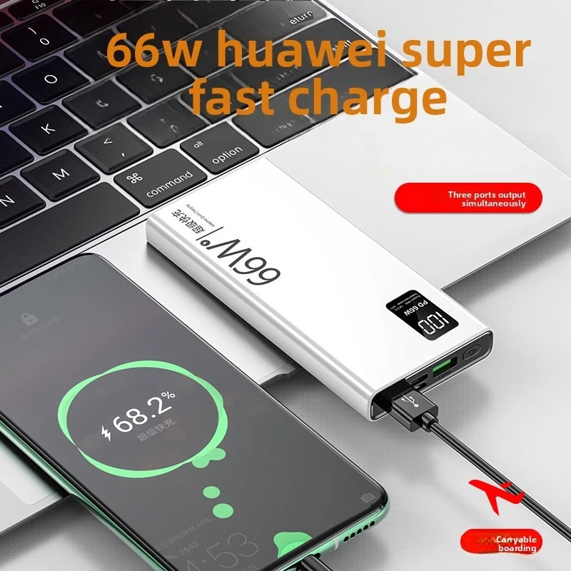 20000mAh 66W Ultra-thin Fast-charging Power Bank LED Digital Display Portable Battery Suitable for IPhone Huawei Xiaomi