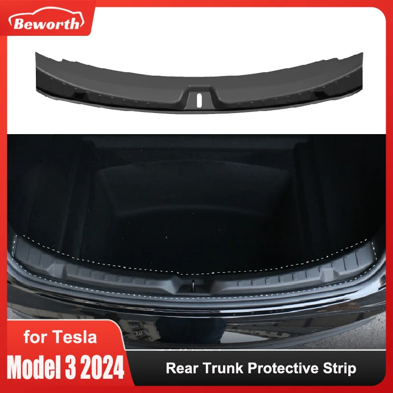 for Tesla Model 3 Highland 2024 Rear Trunk Protective Strip Bumper TPE Cargo Guard Threshold Sill Anti Scratch Lid Accessories