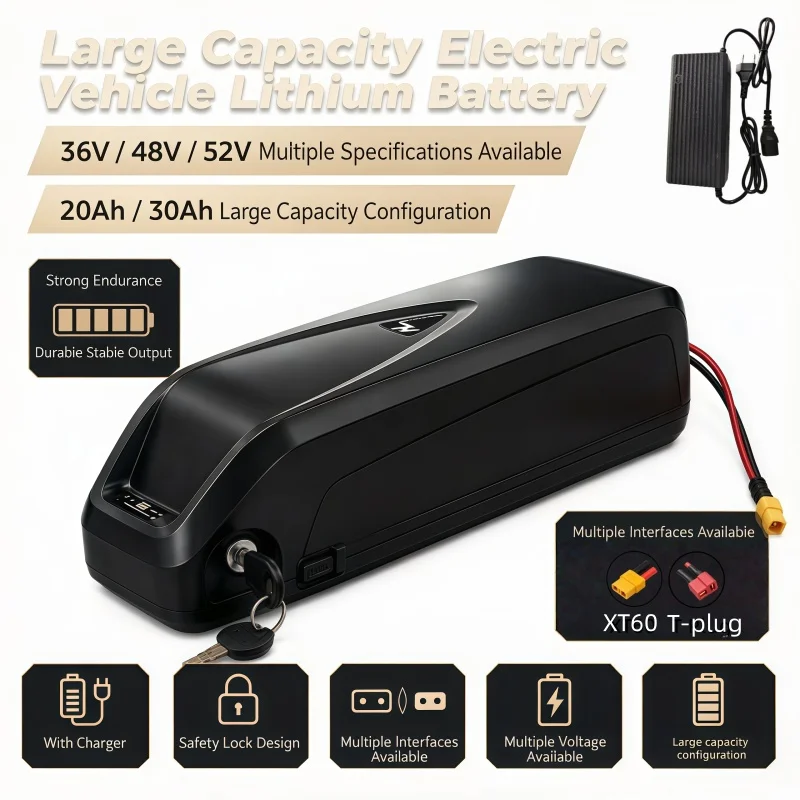 

Hailong E-Bike Power Solution, 36/48/52V 12-30Ah Lithium Battery Suits Bafang BBS02 BBS03 BBSHD