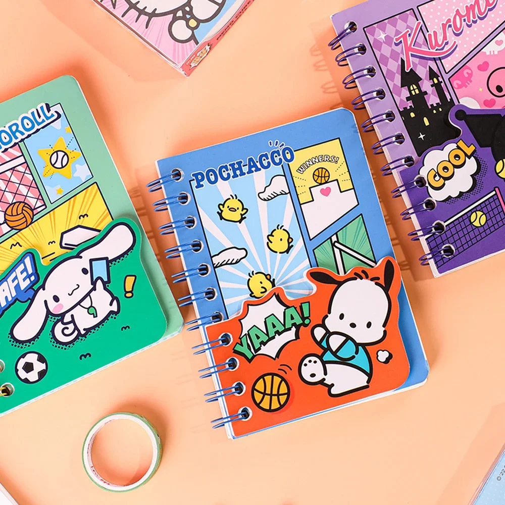 Kawaii Sanrio A6 Coil Book Pochacco Cinnamoroll Hello kitty Notepads Learning Manga Cartoon Style Weekly Planner Gift for Girl