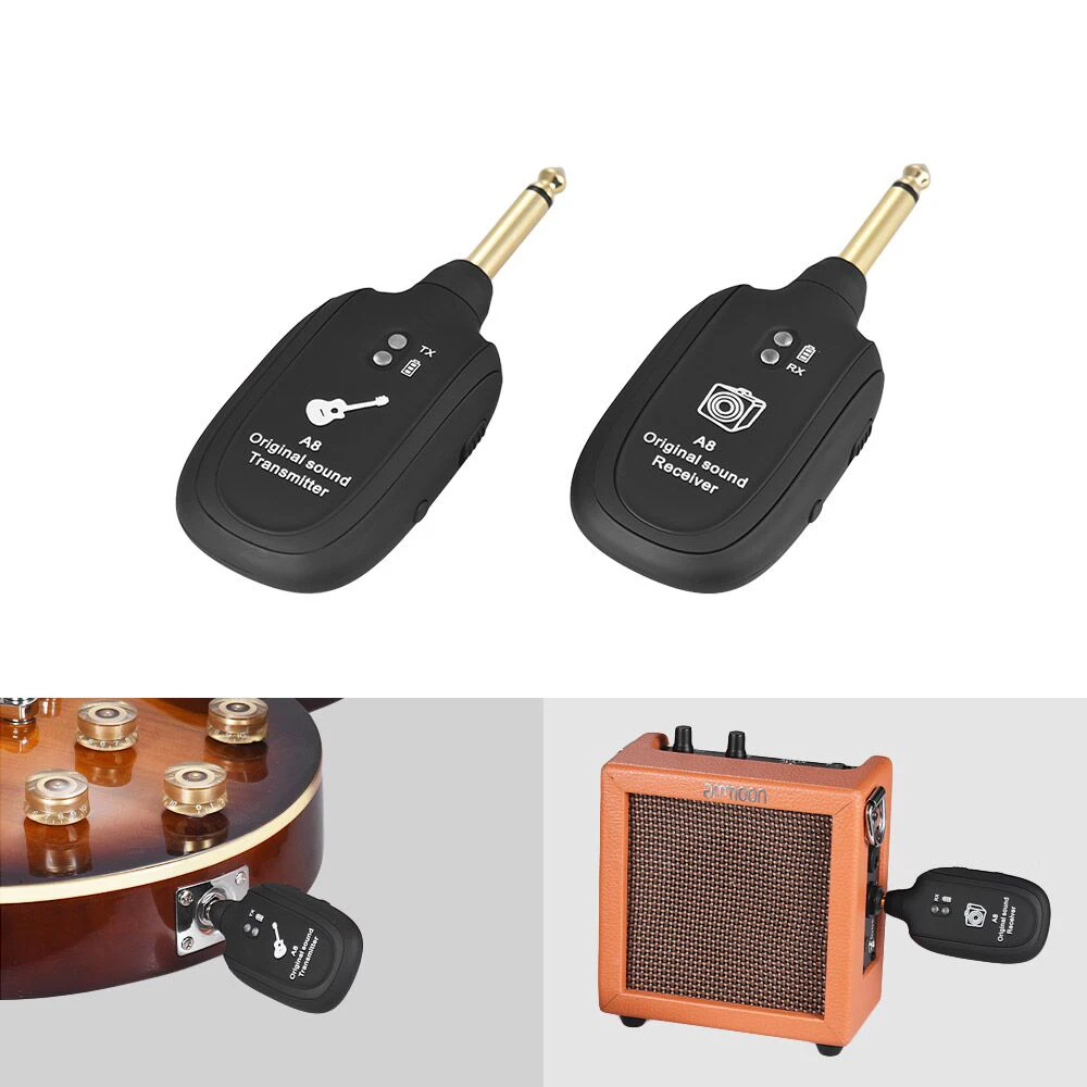 

Electric Guitar Wireless System Transmitter Receiver With USB Rechargeable Electronic Musical Instrument Parts