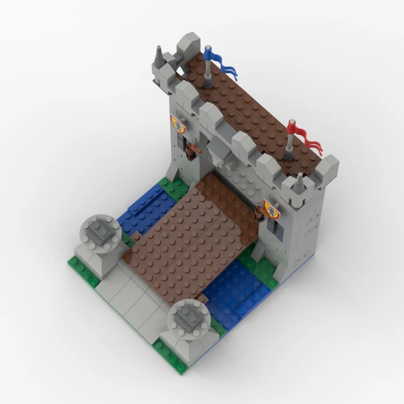 MOC 블록 중세 도시 문 모델 피규어 세트 349개 - 창의적인 조립 장난감 세트, 휴일 선물로 적합