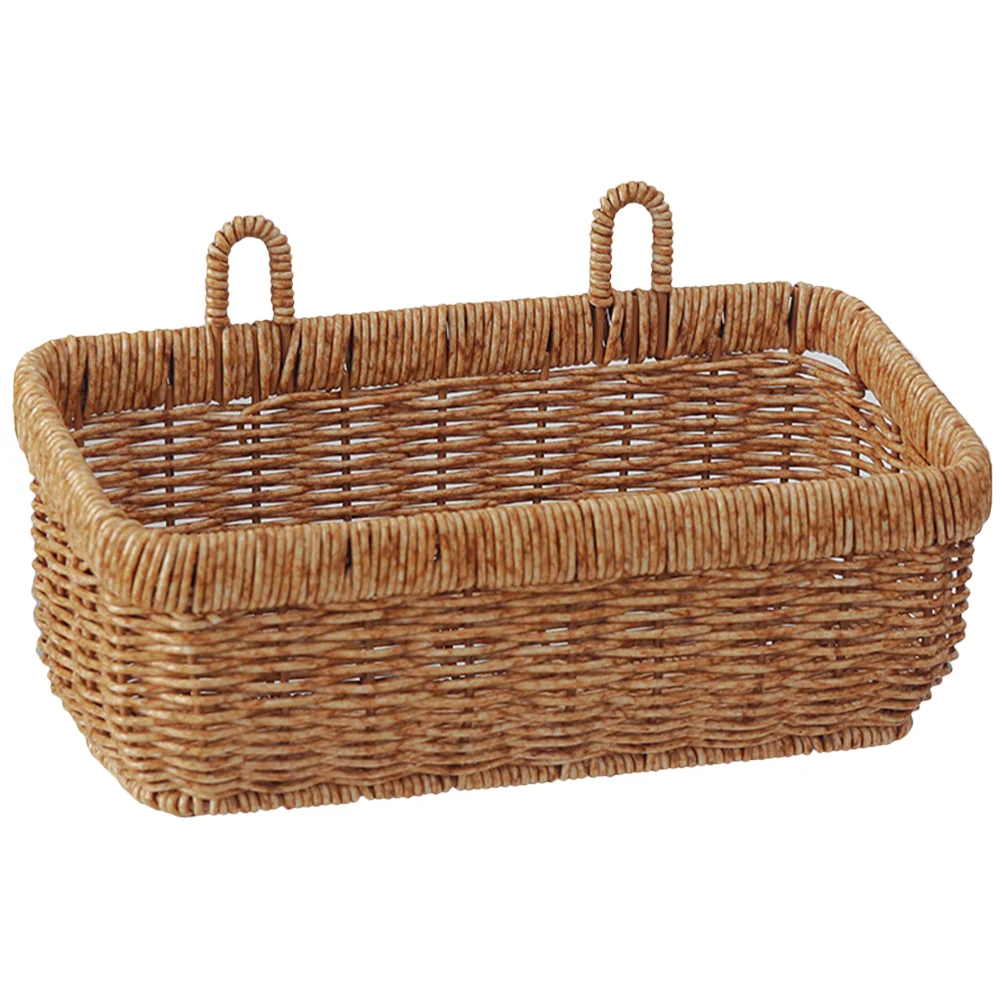 

Fruit Basket Hanging Imitation Rattan Weaving Flower Pots Woven Baskets for Storage Wall