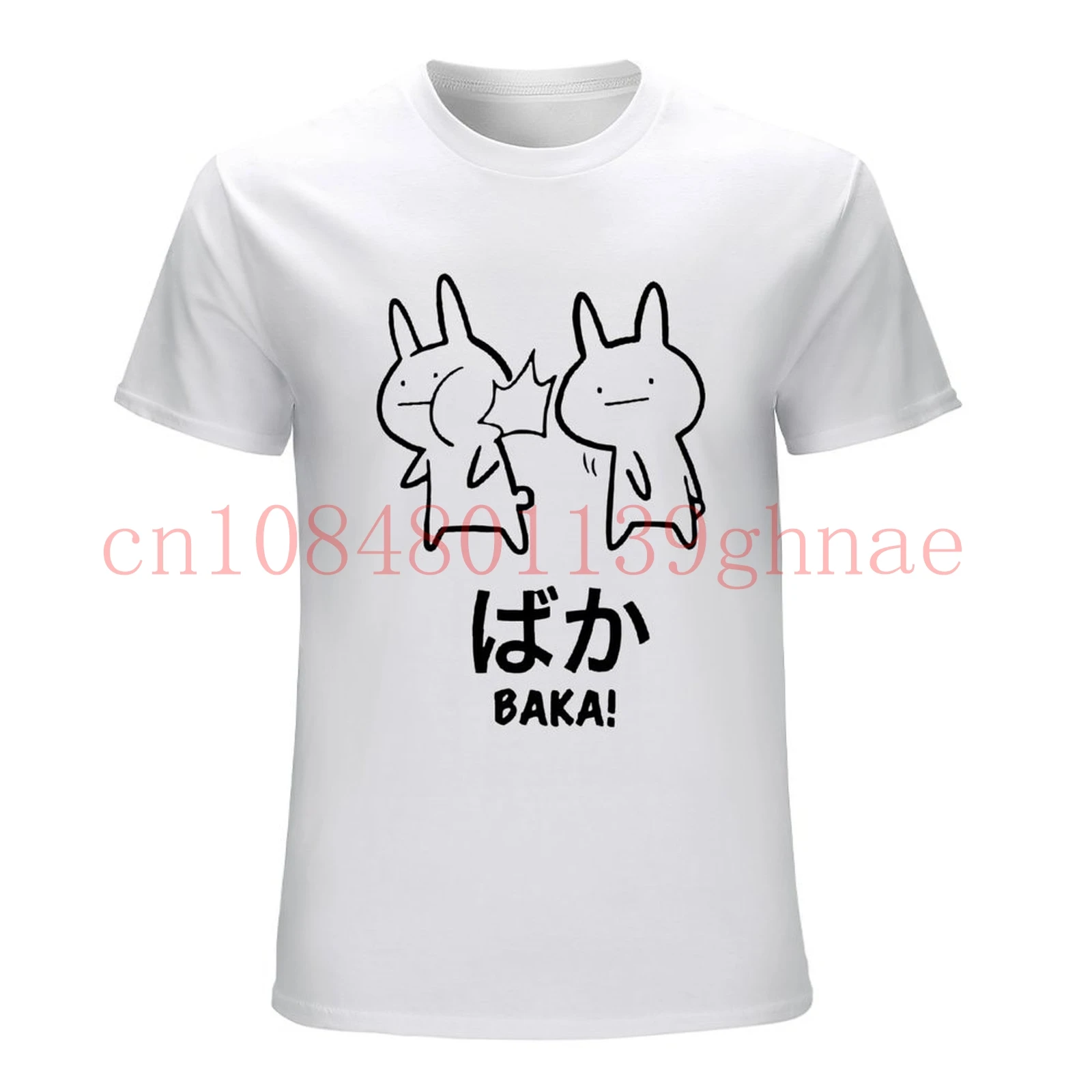 Japanese Otaku Baka Tees Cotton T-Shirts Pussy Baka Funny Anime Japan Novelty Casual Apparel T Shirts