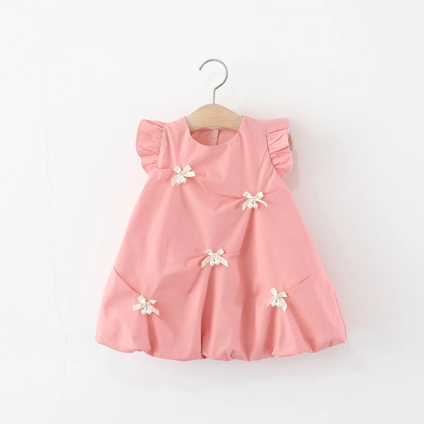 Summer New Children's Clothing Classic Pearl Bow Girls Cotton Princess Dress fashion casual