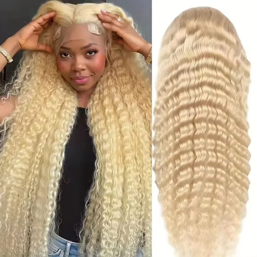 30 32 Inch 613 Loose Deep Wave 13x6 HD Lace Frontal Wigs Curly Brazilian Human Hair Honey Blonde Water Wave Lace Front Wigs image 2