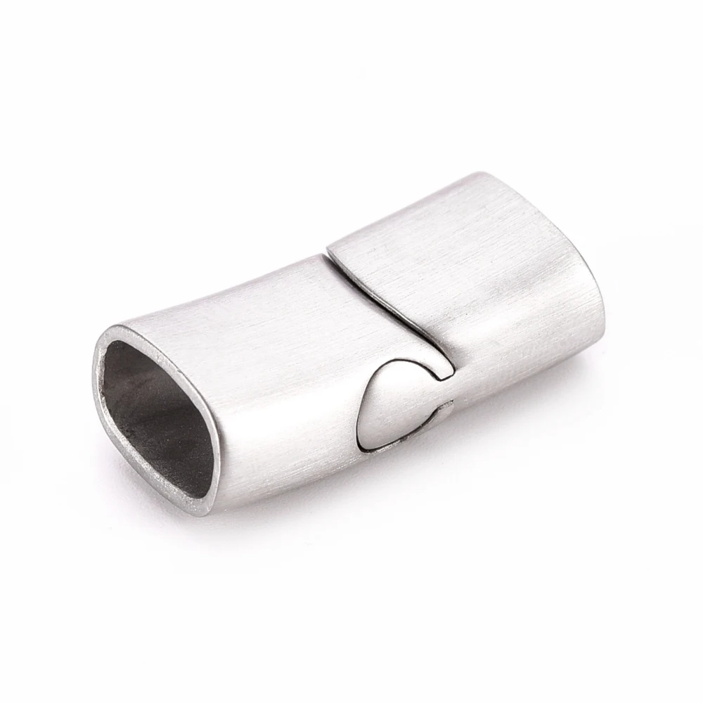 5Set 304 Stainless Steel Magnetic Clasps Frosted Rectangle Clasp jewelry accessories Hole: 5x10mm, Stainless Steel Color