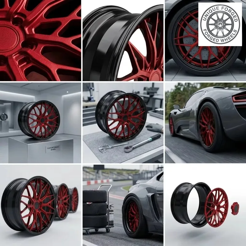 26 Style Custom Forged Aluminum Alloy Car Wheel Rim 18‑24 Inch Deep Dish Racing Sport Rims Gray Red Dual Tone High Performance