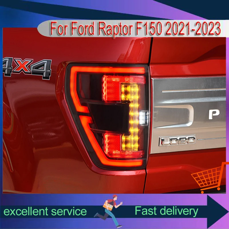 

A Pair of Fashion For Ford Raptor F150 F-150 2021-2023 Exterior Rear Lamp LED DRL Taillight Assembly Auto Modified Car Accessory