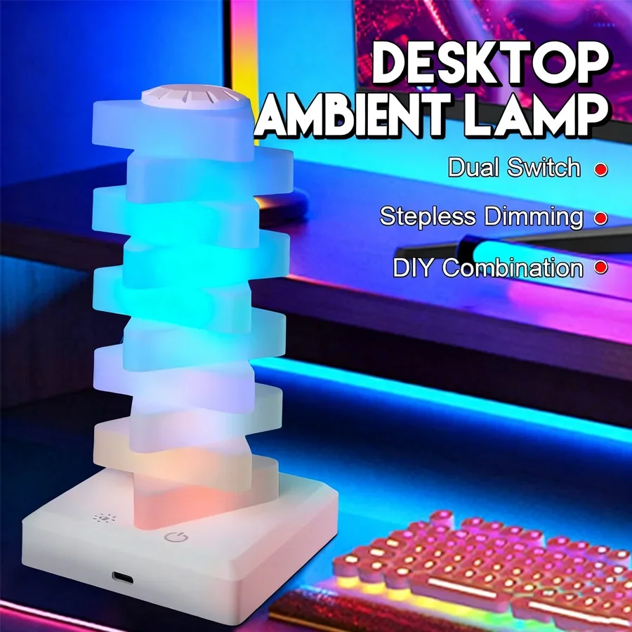 DIY تغيير لون مصباح مكتبي RGB 16 لون LED مصباح غرفة نوم السرير الجدول الديكور مصباح اللمس التبديل ضوء متعدد الخطوات #1