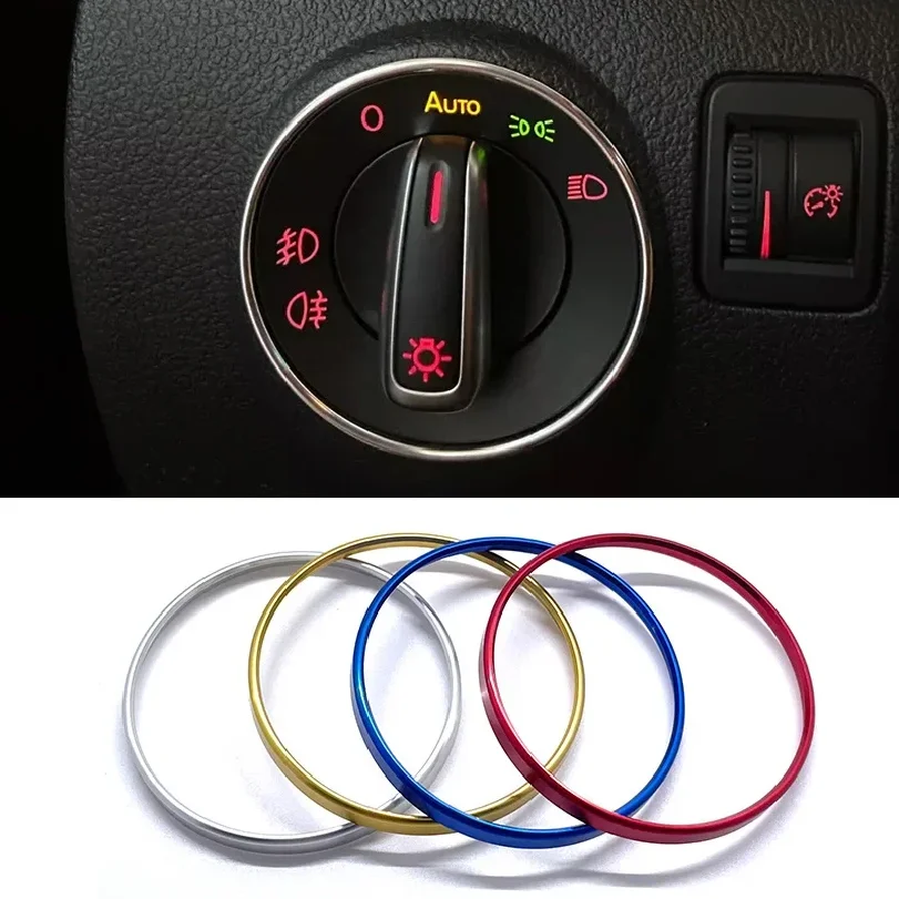 Car Headlight Switch Decorative Frame Trim Ring Sticker Fit for Volkswagen VW Golf Jett MK5 MK6 Passat B6 B7 CC Touran Tiguan