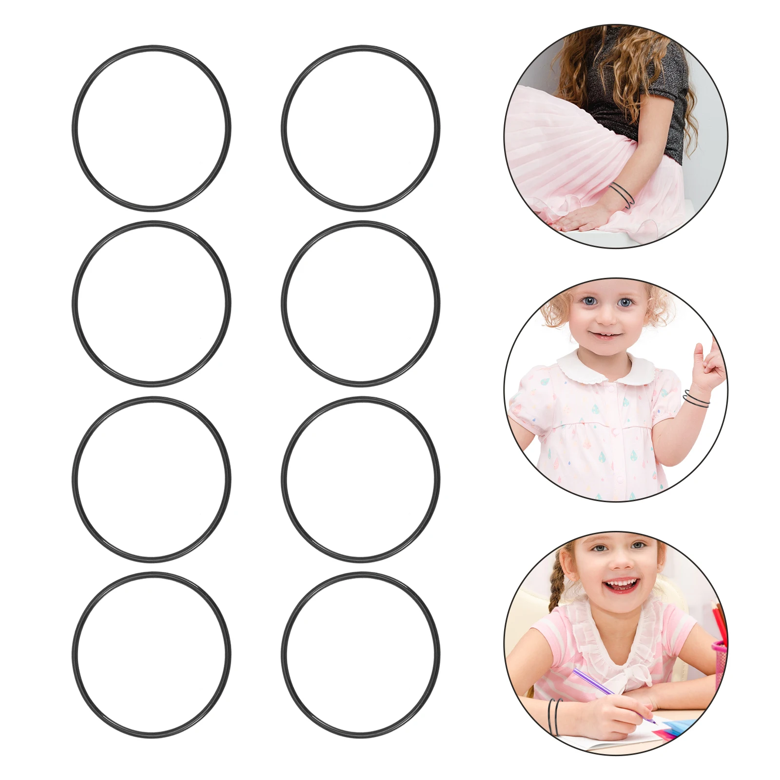 

10 pcs Silicone Wristband Elastic Jelly Wristbands 80s Retro Jelly Bracelets Party Accessories Stretchy Black Fits Most