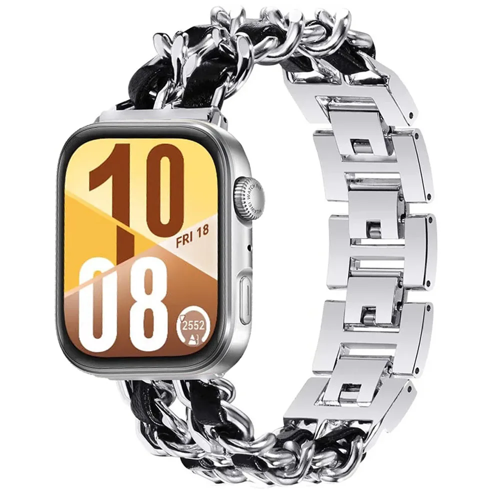 Metall + Lederarmband für Huawei Watch Fit 4/4 Pro, Ersatz, bequemes, langlebiges Armband für Huawei Watch Fit 3 Fashion Correa