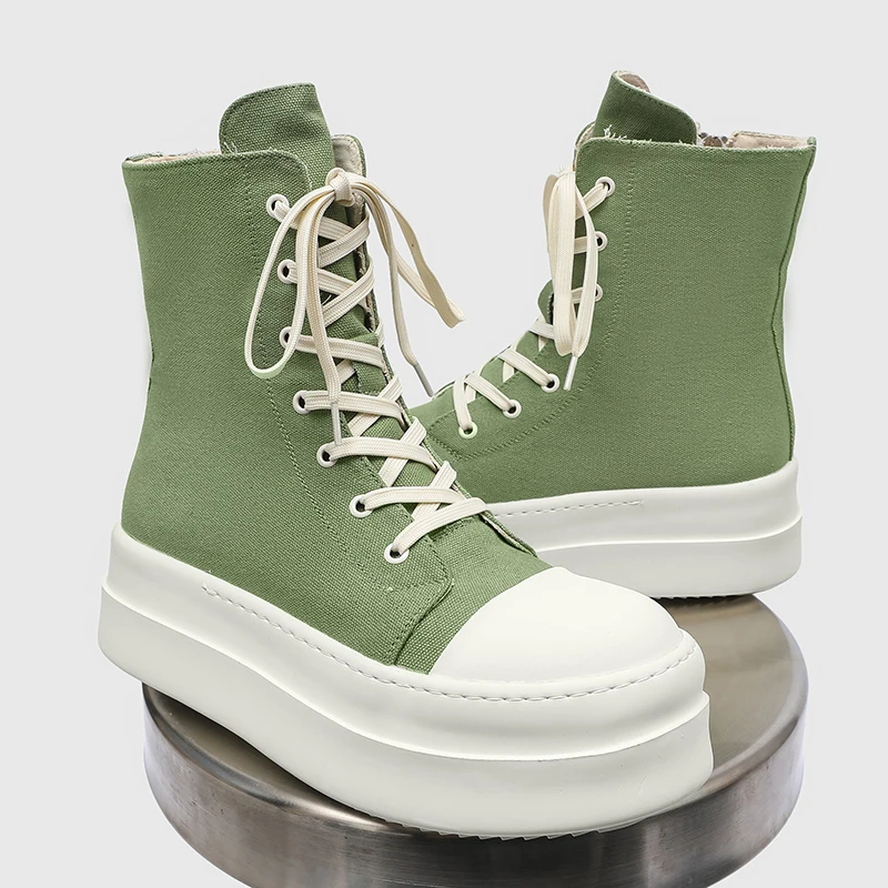 

2025 New Latest College Style Couple High-top Thick-soled Heightening Big Head Men's and Women's Four-season Zipper Board Shoes