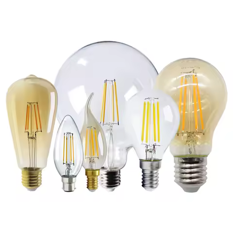8pcs Led Edison Filament Bulb E27 B22 E14 C35 A60 ST64 220V240V Vintage 2700K 4000K Warm Glass Lamp Lighting Indoor Living