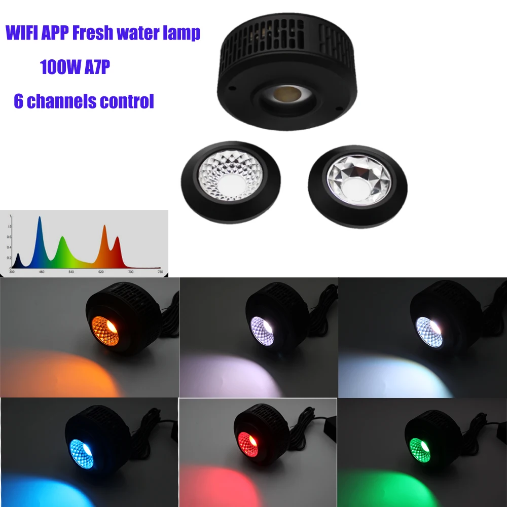 

A7P Freshwater Planted Led Light 100W Full Spectrum WiFi App Programable Colour Enhancing Algae Bloom