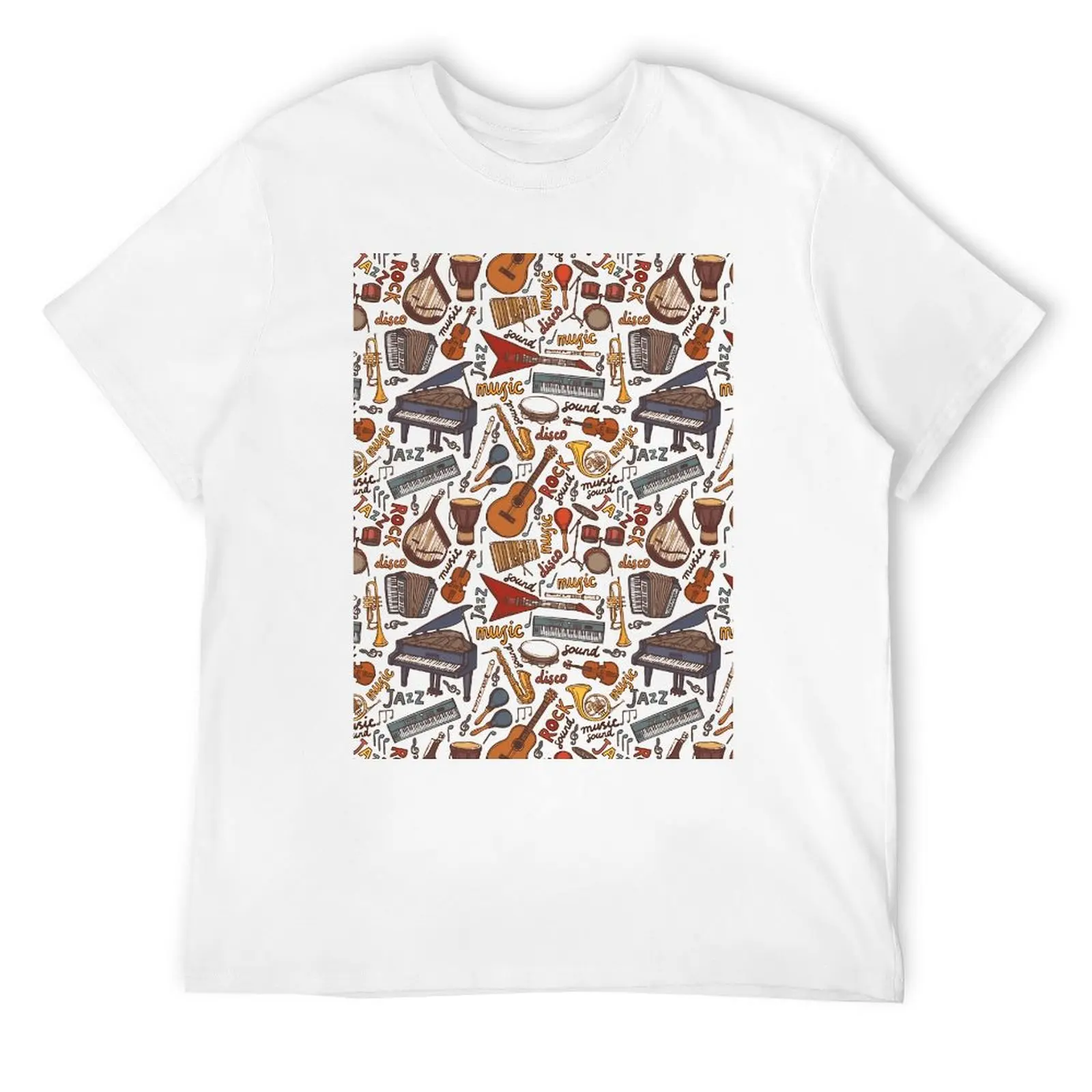 Harajuku Motion Graphic T-Shirt, Band Instruments, Seamless Music Pattern, A Line Dress, Viagem T-Shirts, EUA Tamanho