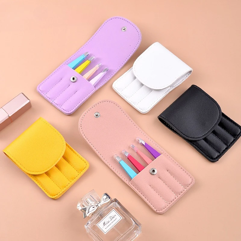 Pinça de beleza para presente de natal, conjunto de 4 peças de clipe de sobrancelha profissional colorido de aço inoxidável, ferramentas de maquiagem para cílios postiços