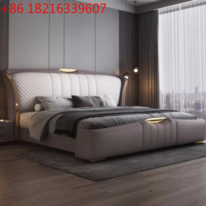 YAO Italian Beige Comforter Bed Frames Luxury Modern King Size Monster Double Bed Headboards Storage Lozko Sypialniane Furniture