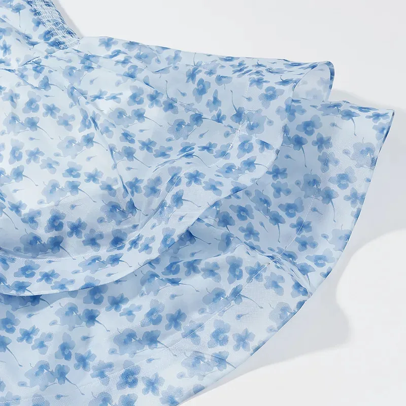 Women's 2025 Resort Printed Backless Mini Dress Elegant Pleated Lace-Up Ball Gown Sweet Short Luxury Party Dress