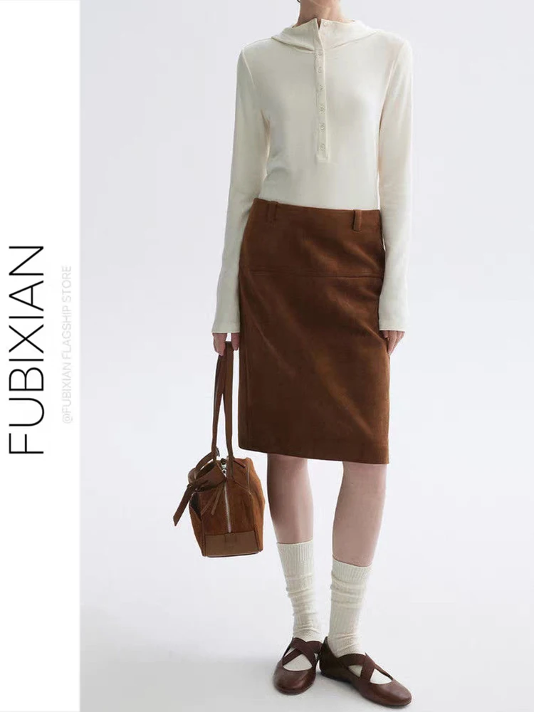 

Ретро-юбка прямого кроя для женщин, повседневная, с высокой талией, из полиэстера, А-силуэт, модные винтажные цвета, весна-осень