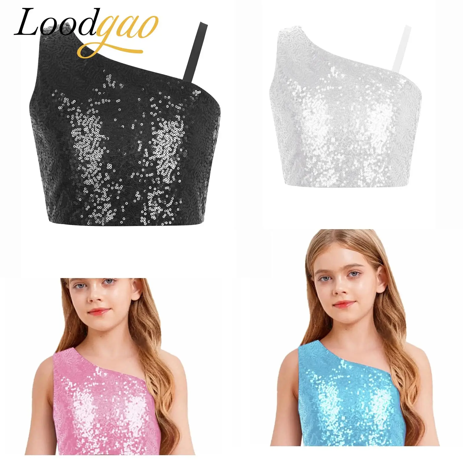 Модные топы с блестящими пайетками для девочек, костюмы для джазовых танцев, детский топ для балета, одежда для выступлений на сцене, танцевальная одежда в стиле хип-хоп