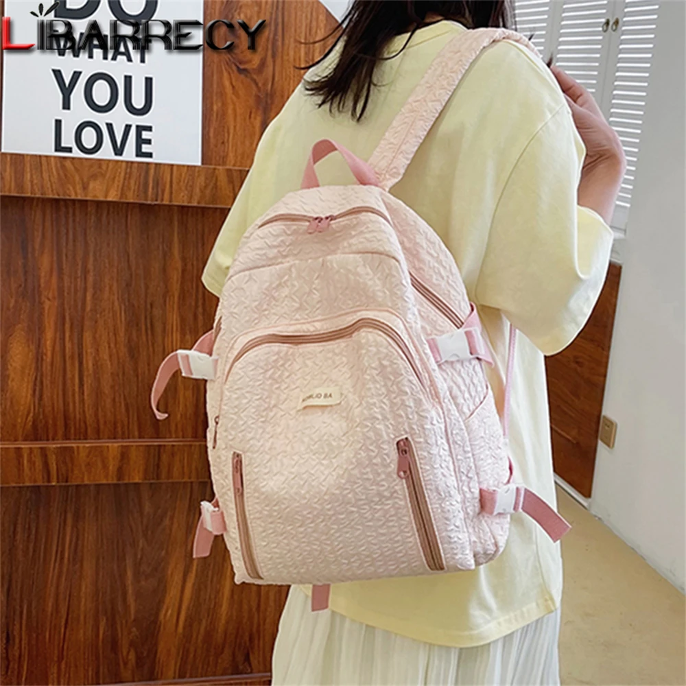 Mochilas escolares para estudiantes de gran capacidad, nuevas Mochilas de Color sólido para mujer, Mochilas de nailon de alta calidad a la moda para mujer, Bolsos