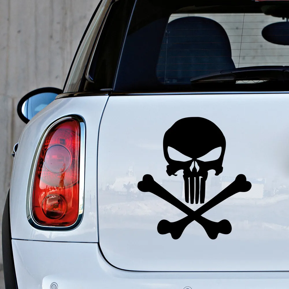 MIGNATIS - Skull Punisher and Bone Sticker Paste Mural Art Decal For Car Window Loptop Decoration Vinyl Stickers Waterproof Self