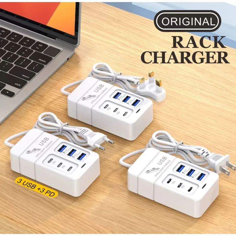 

Newly Released Power Strip 3PD 3USB 6USB Charging Head 10w High - speed Charging 3A Charger for Mobile Devices