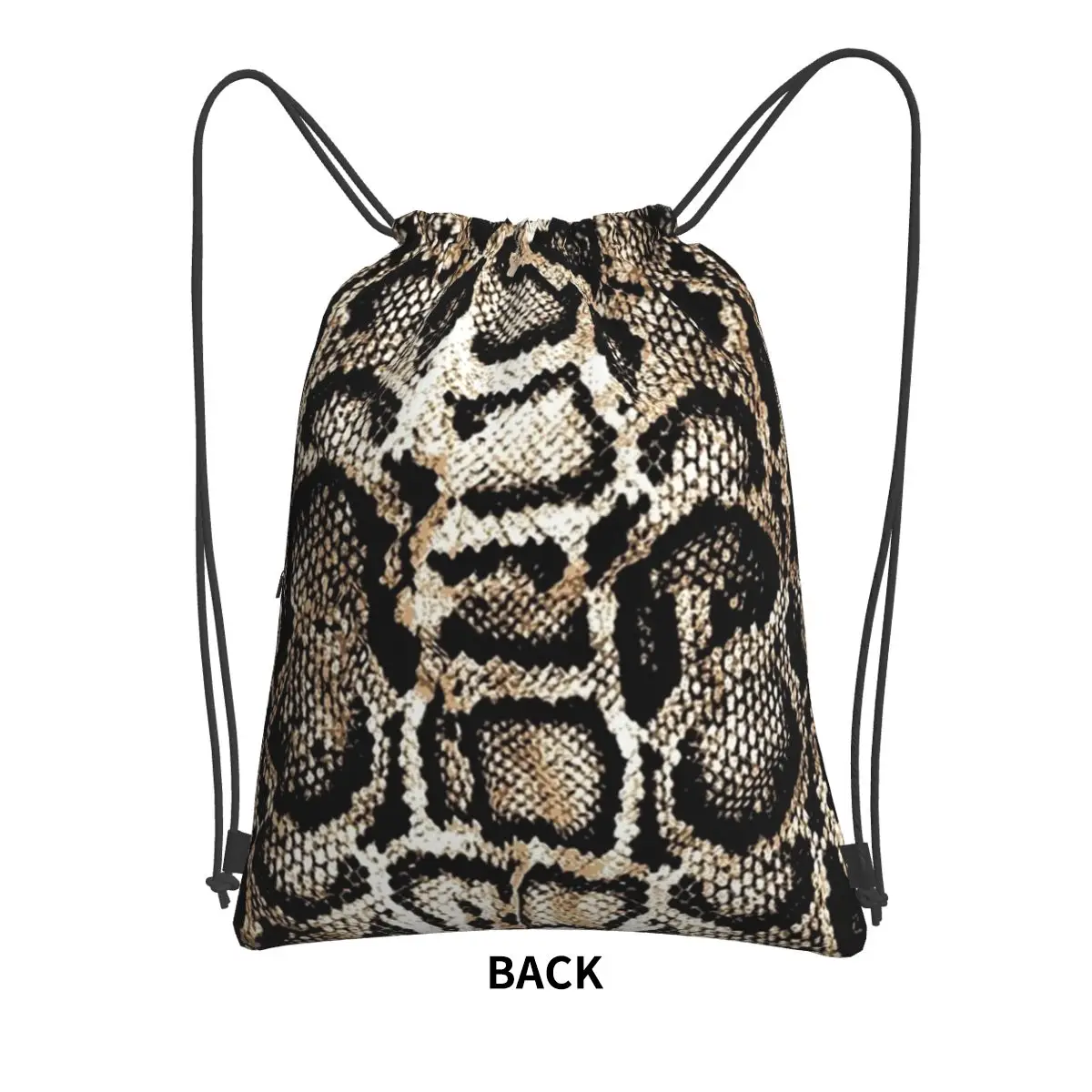 Snake Skin Backpacks Casual Drawstring Bundle Pocket Sundries Bag Book Bags for Travel School