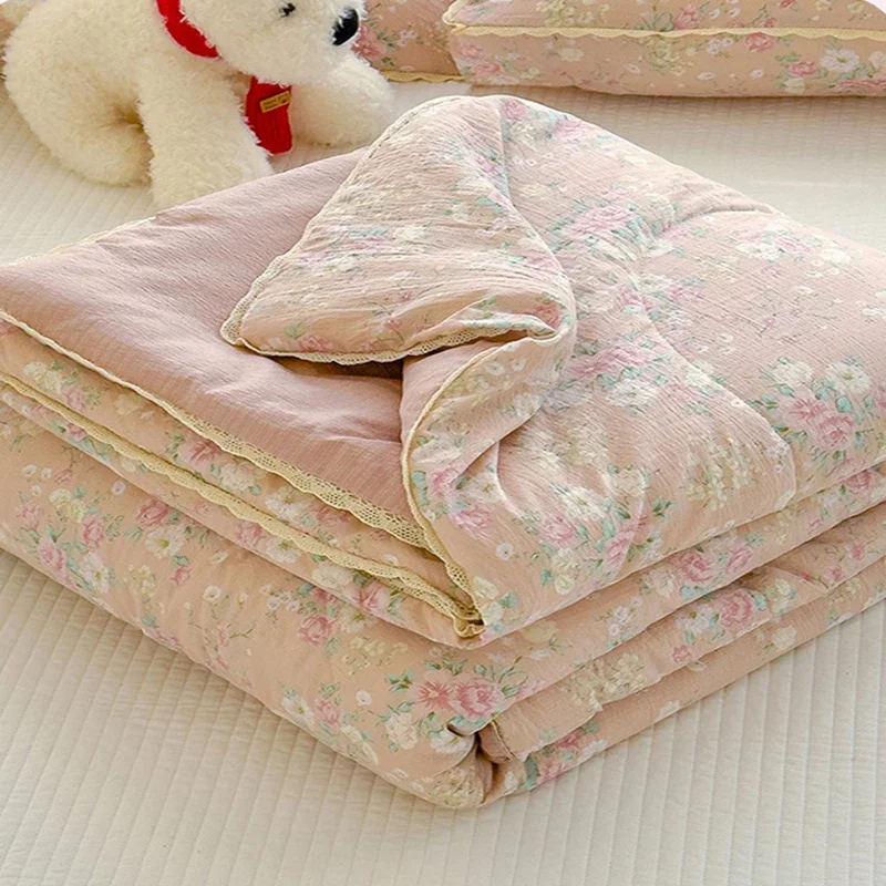 New Sweet Printed Air-Condition Blanket Soft Skin-Friendly quilted quilt Breathable Cooling Summer Comforter Queen King Beds