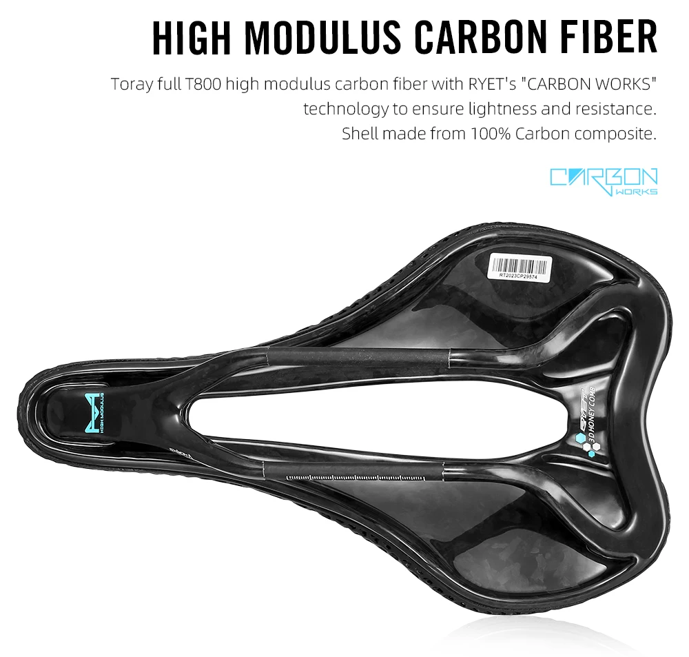 2026 RYET Carbon 3D-Gedruckter Fahrradsattel, 145mm Leichter Rennrad MTB Mountainbike Sitzkissen Fahrrad-Sitzzubehör – Detail 10