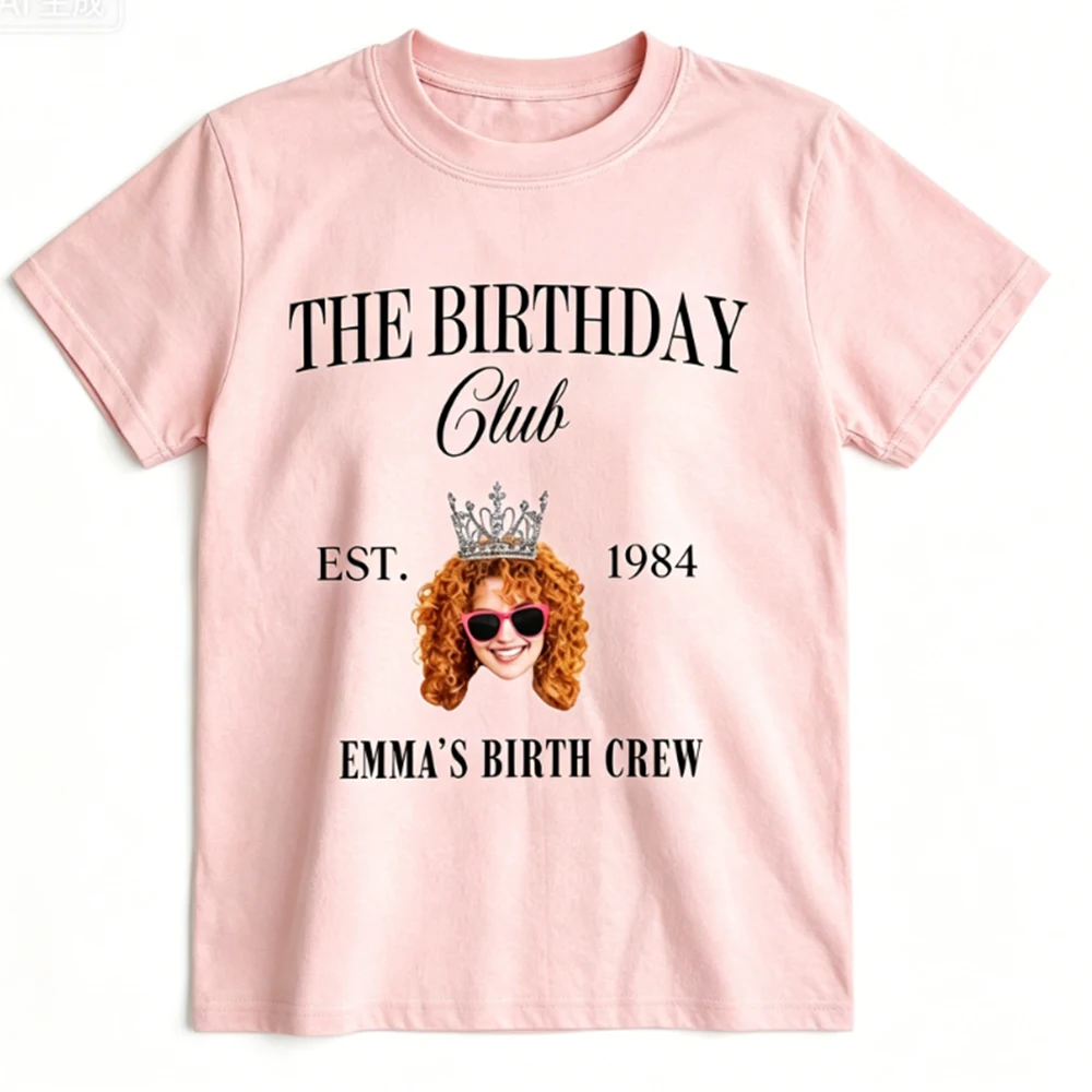 Funny Custom Face Printed Birthday T-Shirt Street Style Heavy Cotton Comfortable Short Sleeve