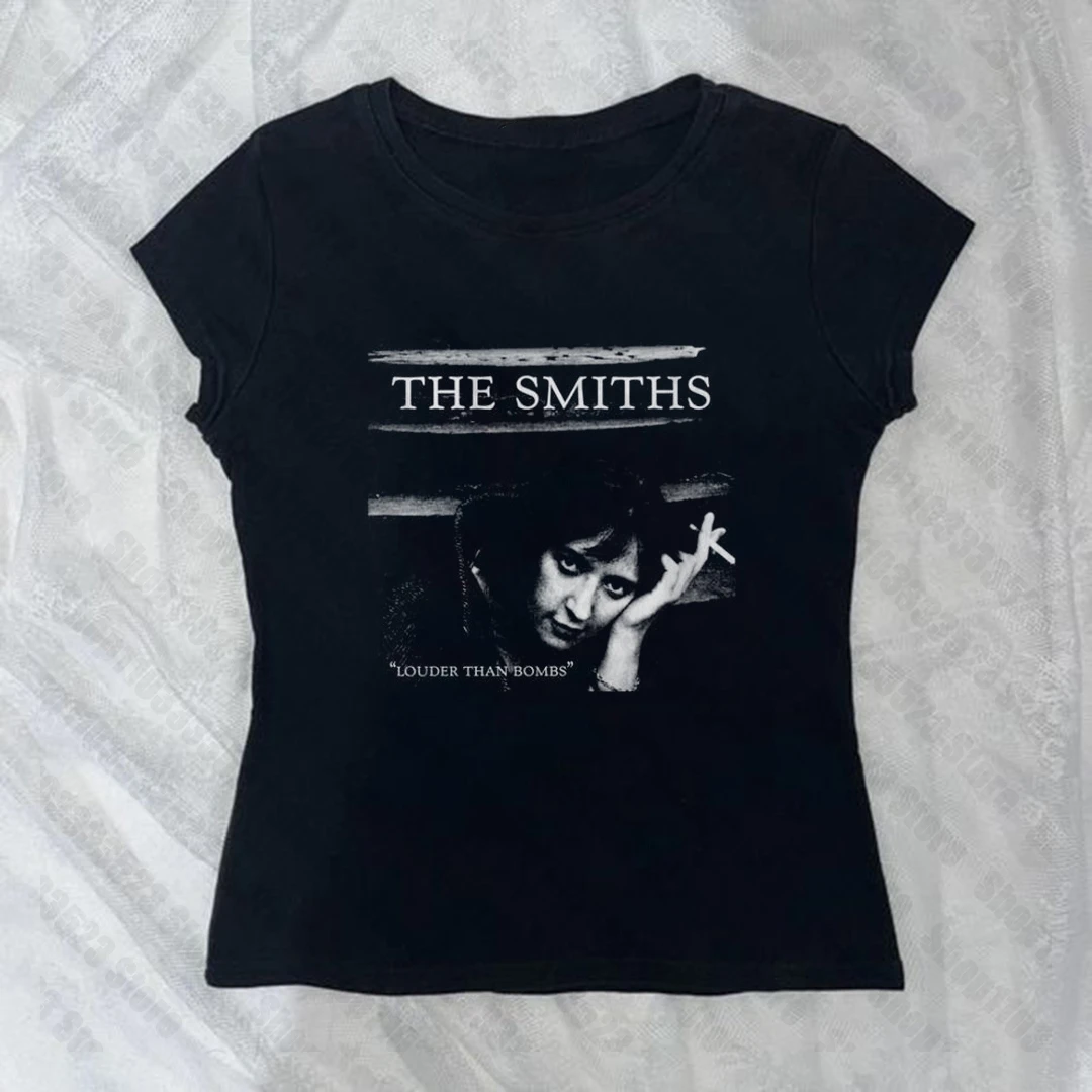 Camisetas ajustadas con gráficos Punk para chica Emo Y2k, camisetas góticas Vintage de los años 90 para mujer, camisetas con estampado fresco de estilo Y2k para mujer