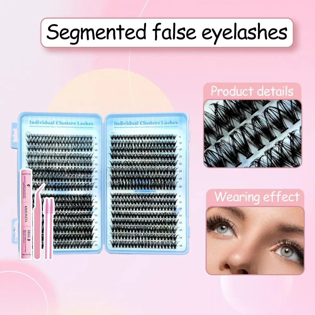 Kit de extensión de pestañas 30D 40D 50D, grupos de pegamento para pestañas individuales, Kit de pestañas con pinzas mezcladas tenues de longitud esponjosa J3Z0