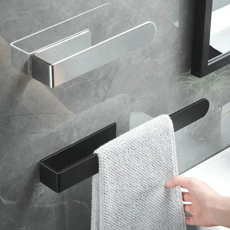 

No-Drill Stainless Steel Towel Rack, Strong Self-Adhesive Bathroom & Kitchen Holder, Rust-Resistant Wall Mount Bar