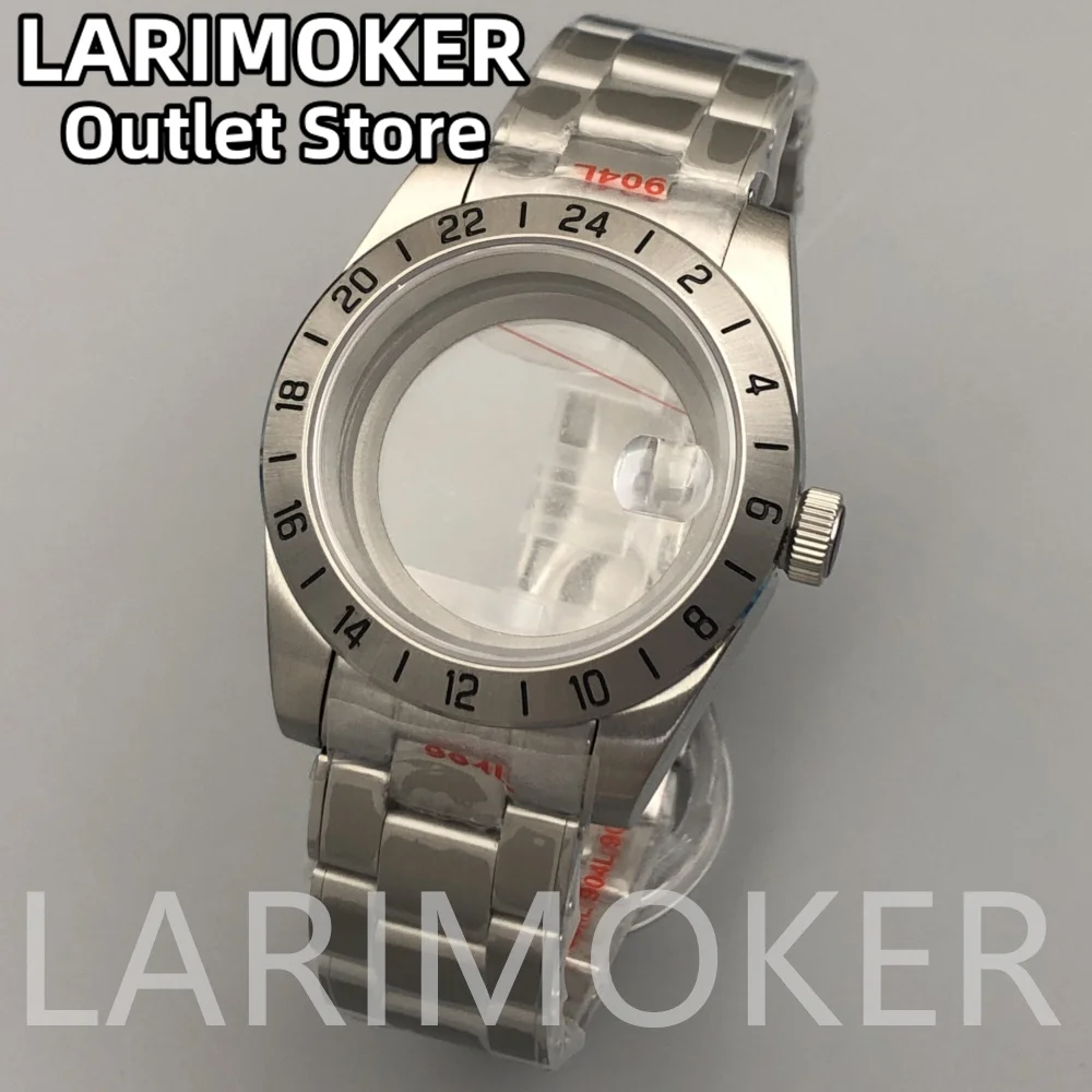 LARIMOKER 39mm Silber Roes Gold Schwarz Uhrengehäuse Saphirglas 24H Feste Lünette passend für NH35a PT5000 Uhrwerk Herrenuhrenteile