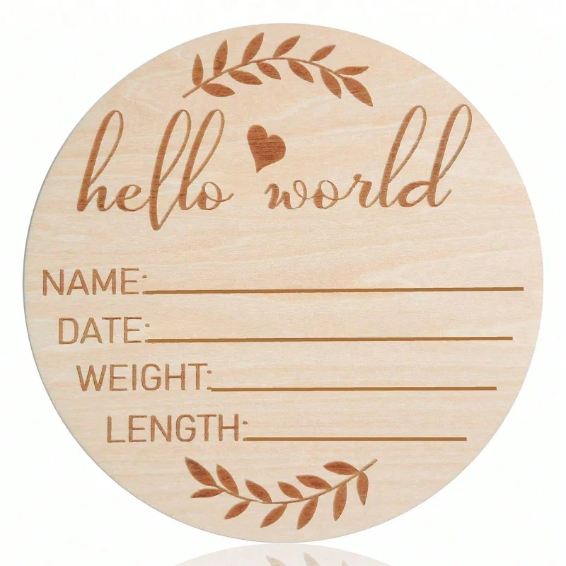 Hello World Sign, Wooden Name Announcement Sign, Birthday Wooden Sign, Birth Announcement Sign For Photo Gift