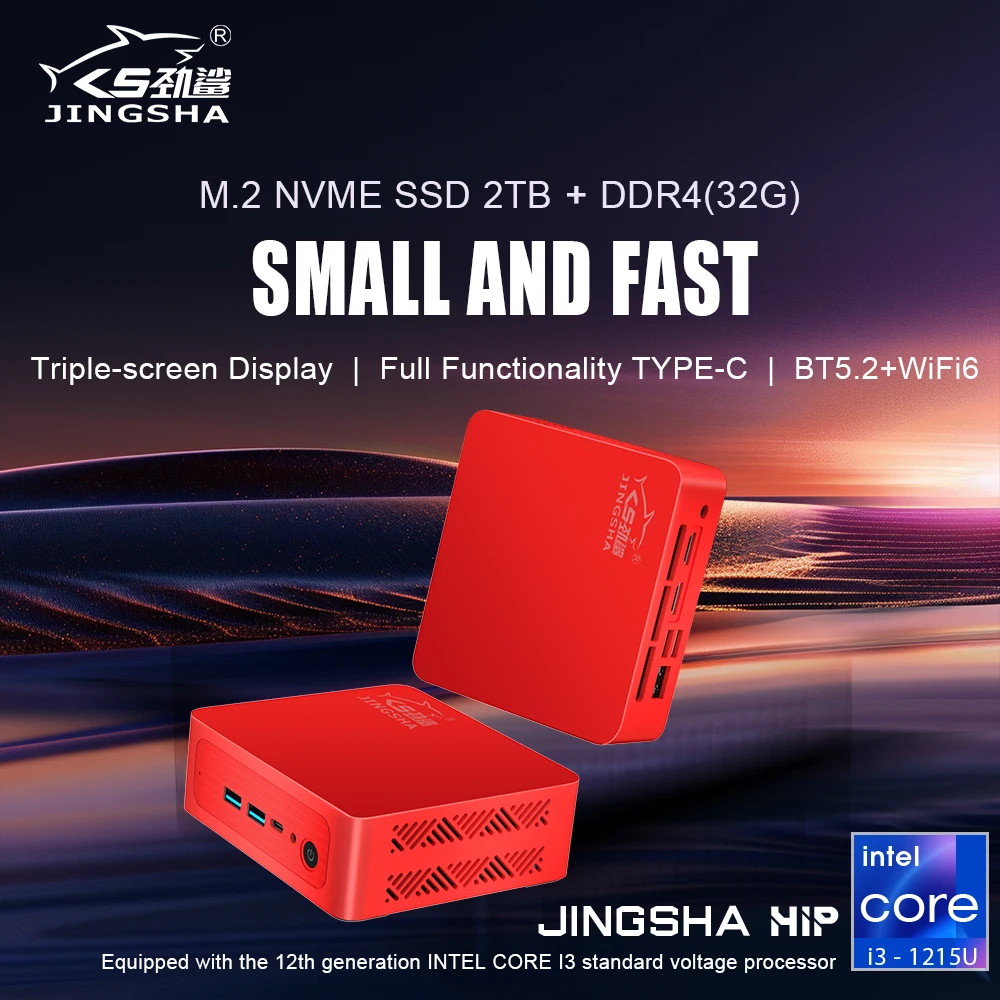 JINGSHA 12th Gen Intel Core mini pc Kit i3 1215U CPU Home Office Mini PC WIFI6 BT5.2 Windows 10/11 Computer Mini PC