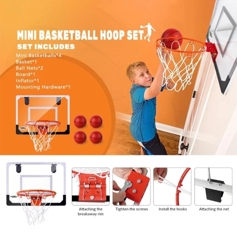 Canestro da basket sospeso Facile da montare Gioco sport coperto Giocattolo da con palla per bambini 15UB