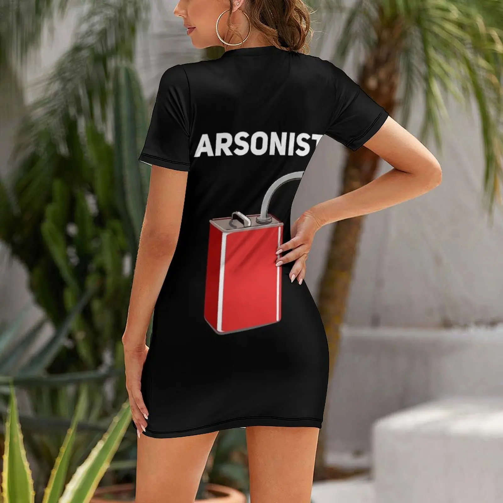 Arsonist Pyromaniac Fire T-Shirt Short Sleeved Dress prom dresses sensual sexy dress for women women's evening dresses