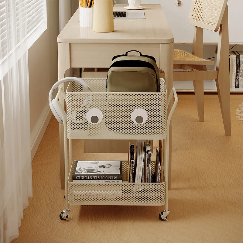 School bag rack, children's books under the table, toy storage rack, mobile snack trolley, school bag by the table